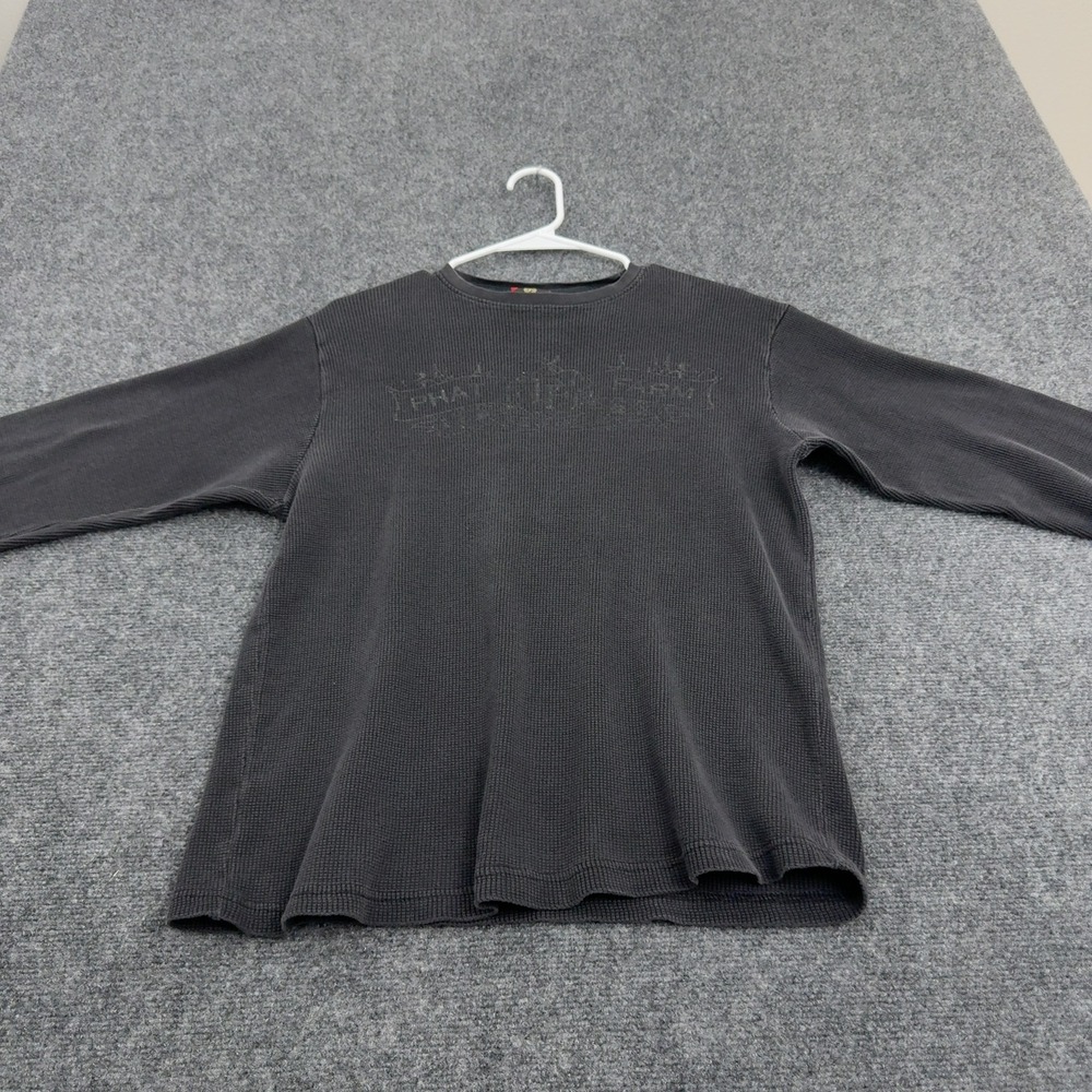 Vintage Phat Farm T Shirt Kids XXL Black Cotton Thermal Waffle Knit Y2K Street
